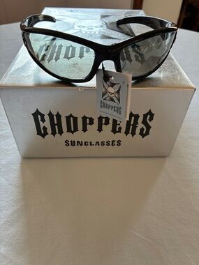 Choppers Men’s Black Frame, Red Accents, & Gray Lens Sunglasses - Choppers Brand